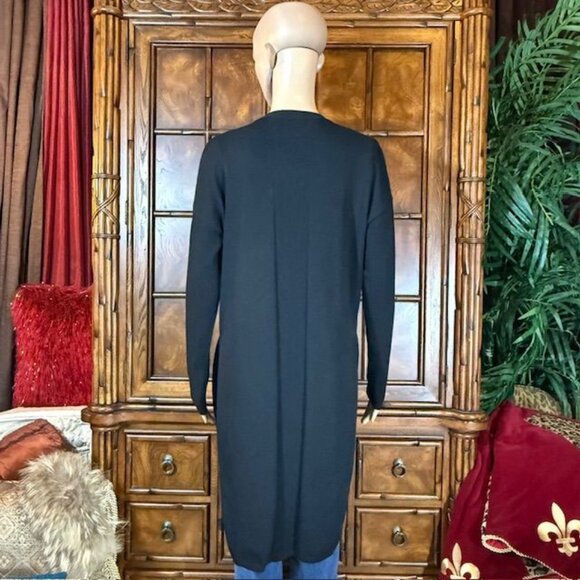 Marla Wynne Black Ribbed Inserts High Side Slits Cardigan - Picture 4 of 15